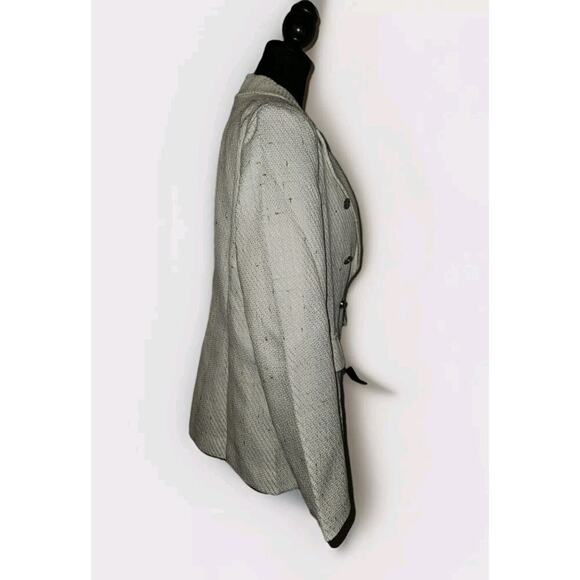 NWT! Mina Self Tweed Blazer Jacket Ivory Double Breasted Pockets Size L - Picture 5 of 12